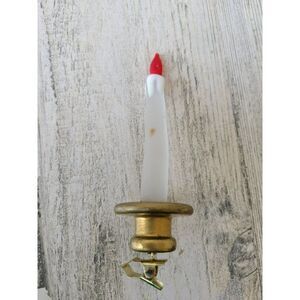 Glass candle vintage clip ornament Xmas tree clear
